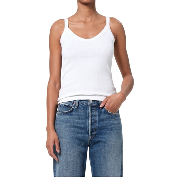 AGOLDE Jordan Tank - Gray Ribbed V-Neck Organic Cotton Tank Top sz XS - Picture 7 of 10